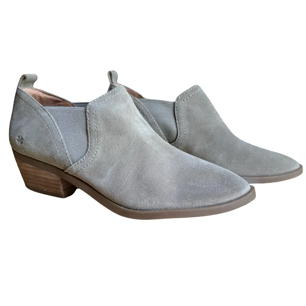 Lucky Brand Fallo Beige Suede Leather Ankle Boots Booties Boho Western sz 8 M